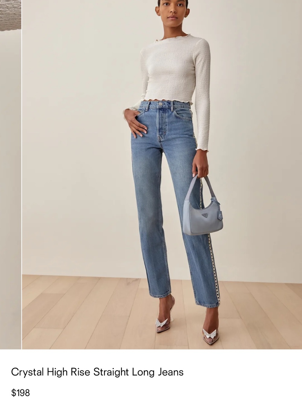Reformation Crystal High Rise Straight Long Jeans Maldives - Size 27 - Picture 6 of 14